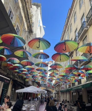 Rainbow Umbrellas at Lisbon, Portugal